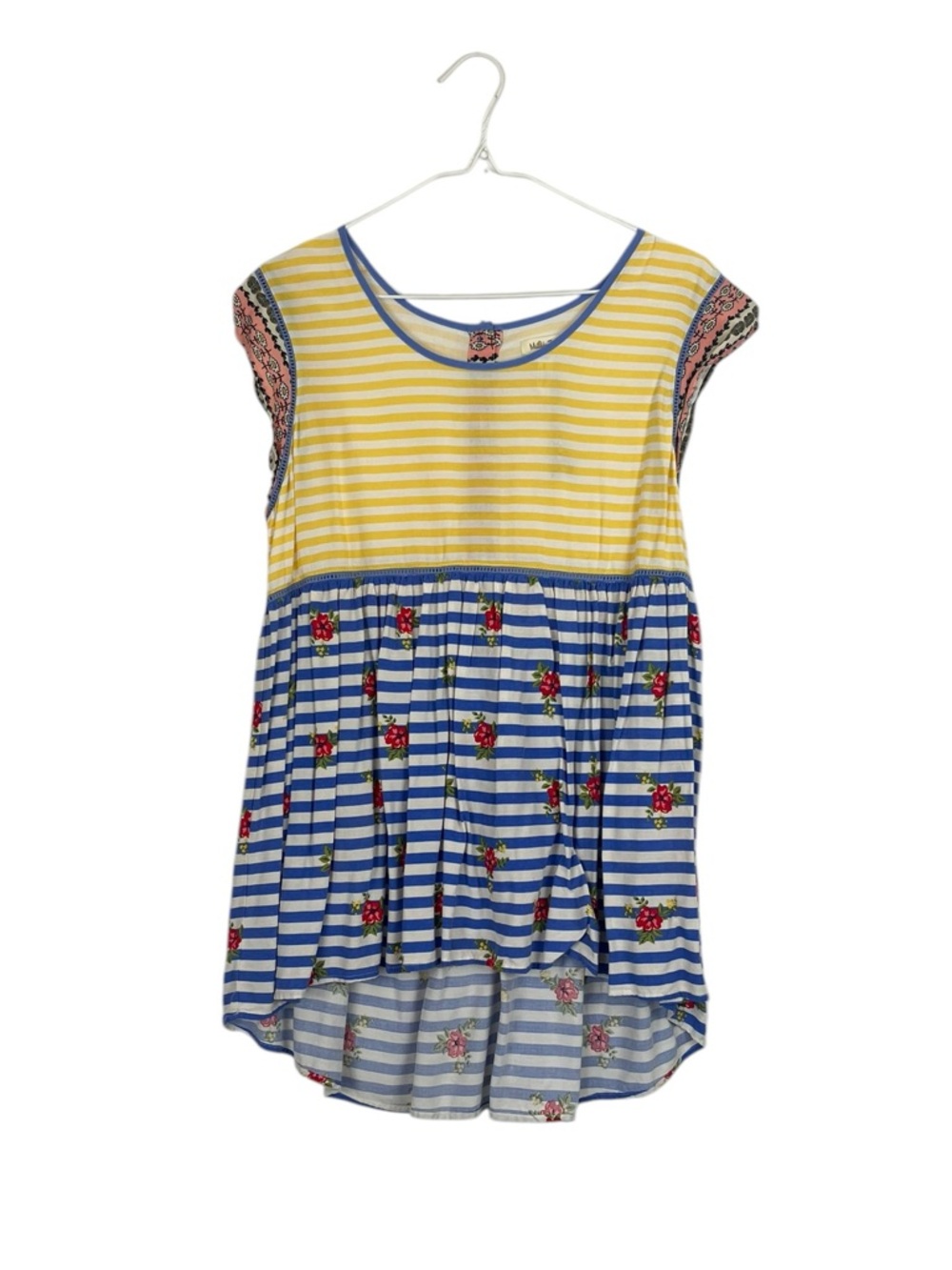 Matilda Jane Boho Cottagecore Striped Floral Tunic Top Size Medium